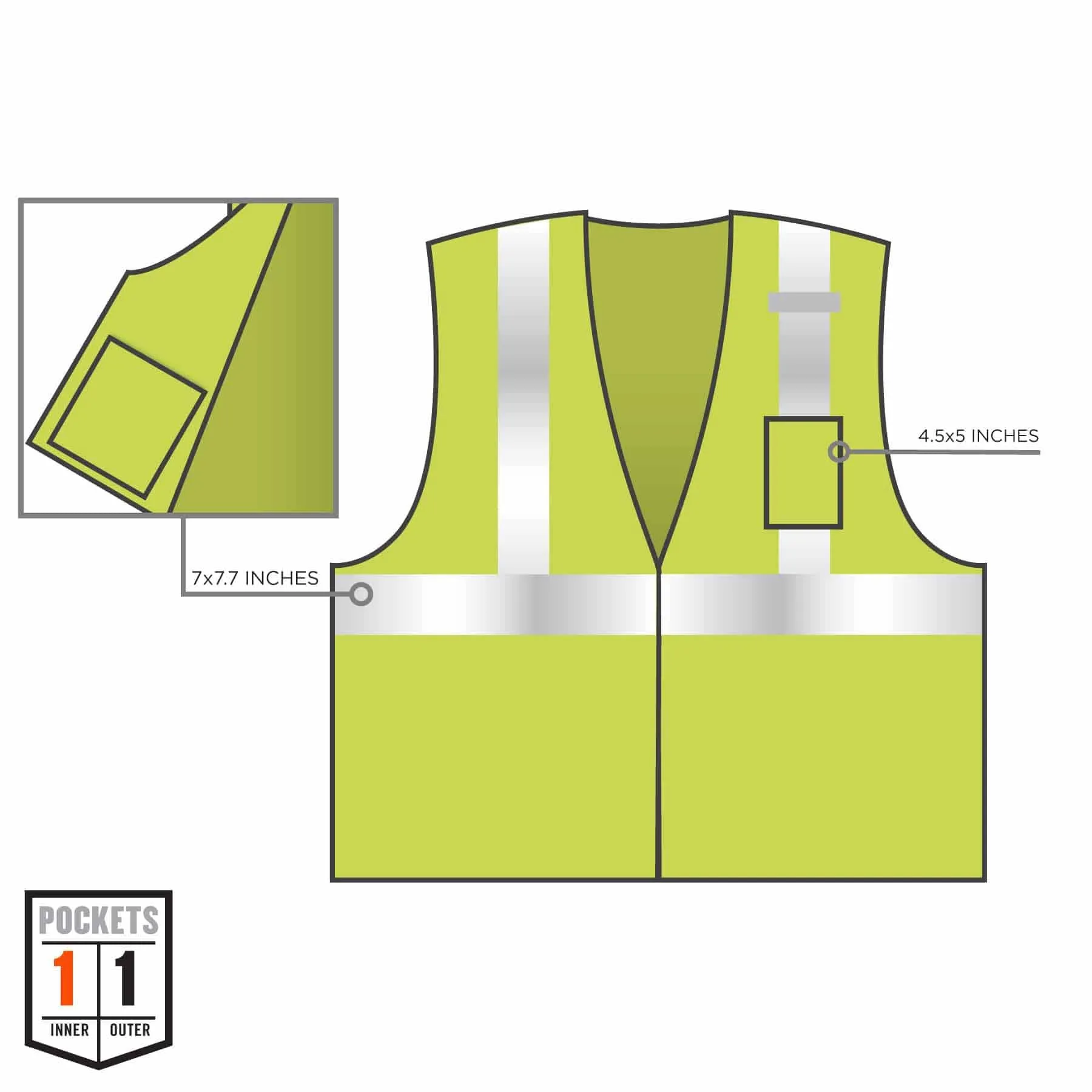Ergodyne 21573 8256Z S/M Lime Class 2 Self-Extinguishing Vest - Zipper