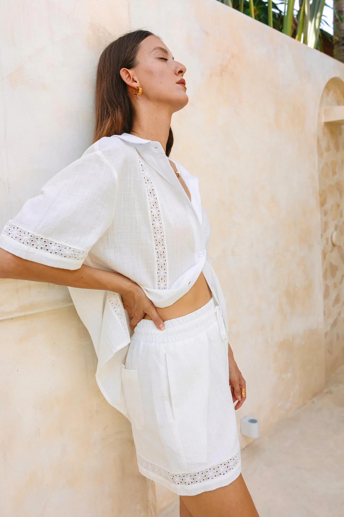 Esme White Floral Broderie Boxy Shirt