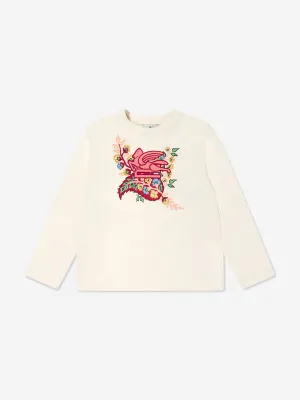 Etro Girls Long Sleeve Logo T-Shirt in Ivory