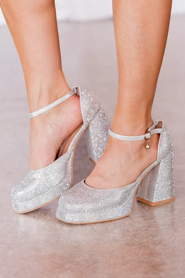 Eve Silver Chunky Sparkle Heels