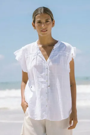 Eve White Ruffle Top