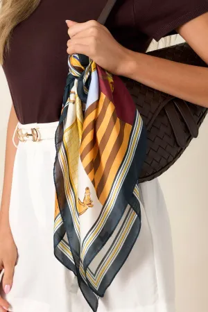 Evening Bell Orange Equestrian Print Scarf