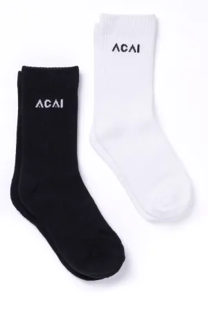 Everyday Crew Socks 2 Pack - Black and White