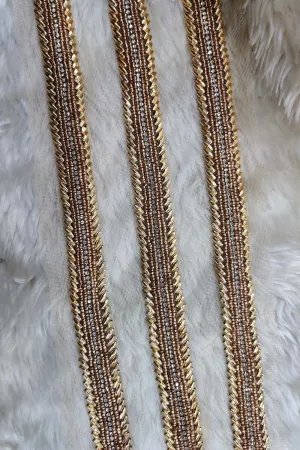 Exquisite Golden Lace: Intricate Handwork and Embellishments ( Roll OF 9 Meter )