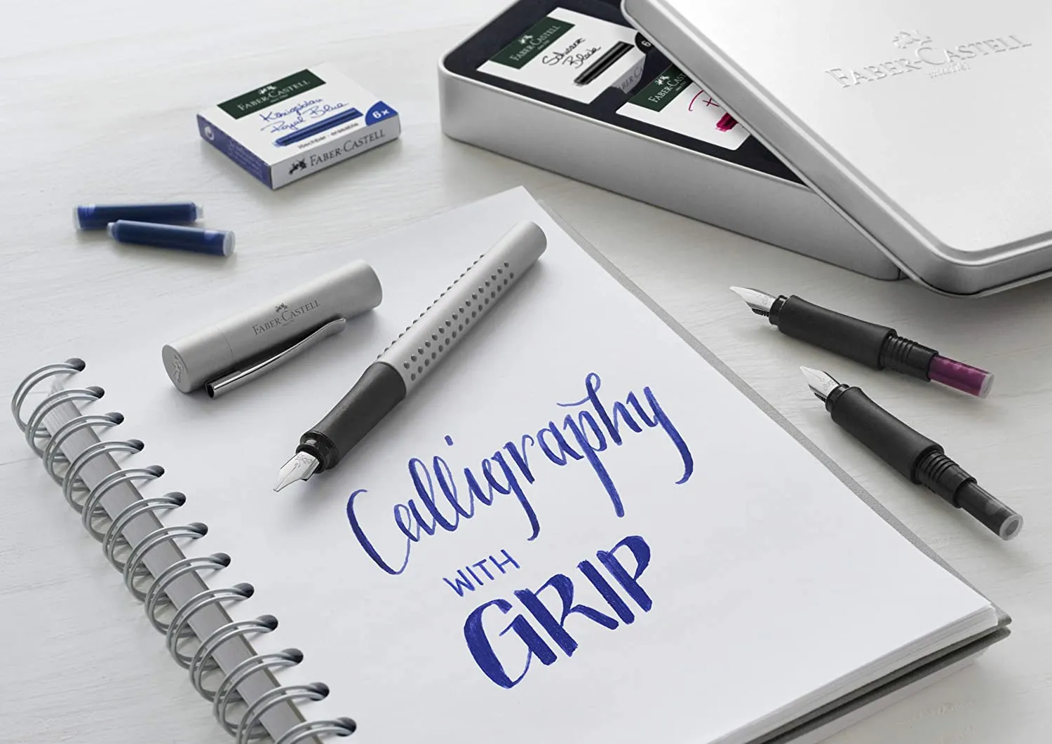 FABER-CASTELL Grip 2011 FP calligraphy Set Silver