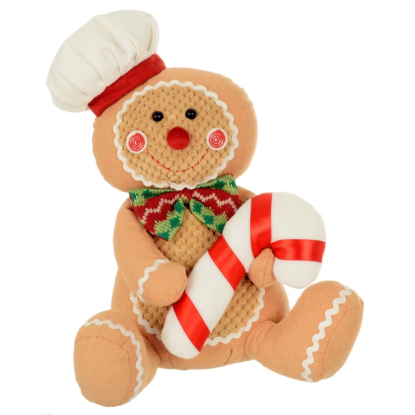 Fabric Gingerbread Figure Sitting Christmas Decoration 33cm