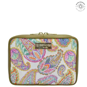 Fabric with Leather Trim Travel Jewelry Organizer - 13003