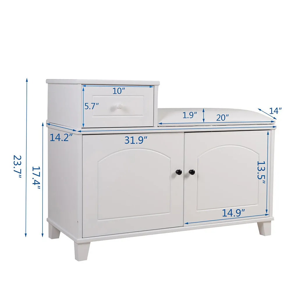 Facilehome Shoe Bench Cabinet with Cushion