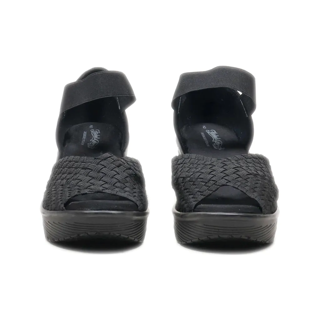 Faded Glory Wedge Shoes Fabric Black Colour For Women