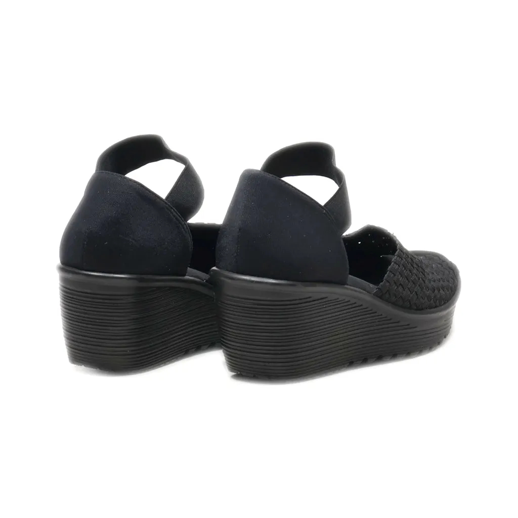 Faded Glory Wedge Shoes Fabric Black Colour For Women