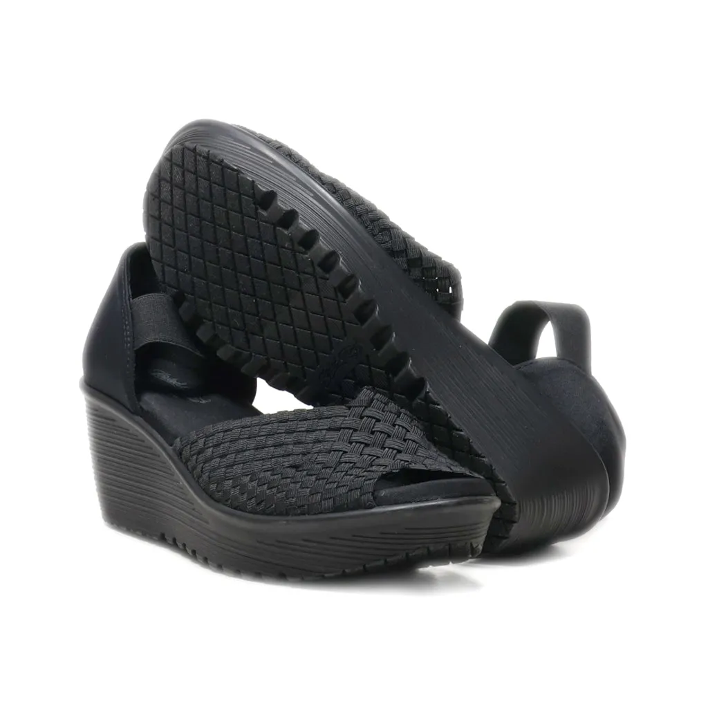 Faded Glory Wedge Shoes Fabric Black Colour For Women