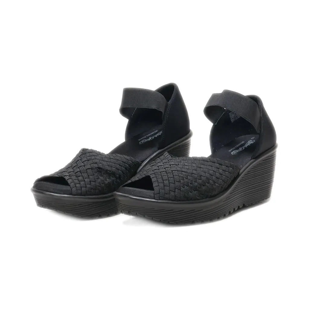 Faded Glory Wedge Shoes Fabric Black Colour For Women
