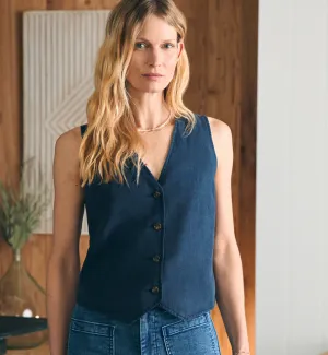 Faherty Monterey Linen Vest After Midnight
