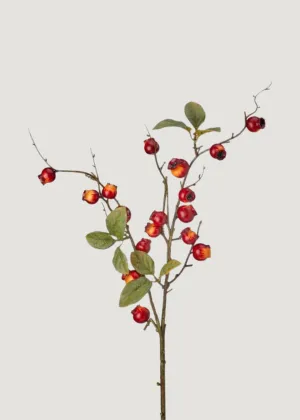 Fall Burgundy Artificial Crabapple Berry Branch - 30"