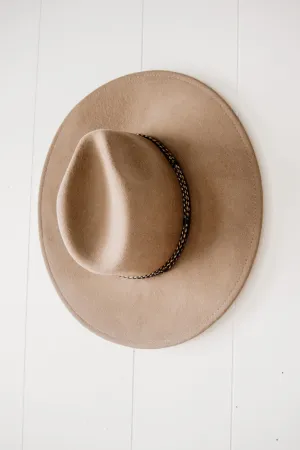 Fall Wool Hat with Two-Tone Trim - Pecan