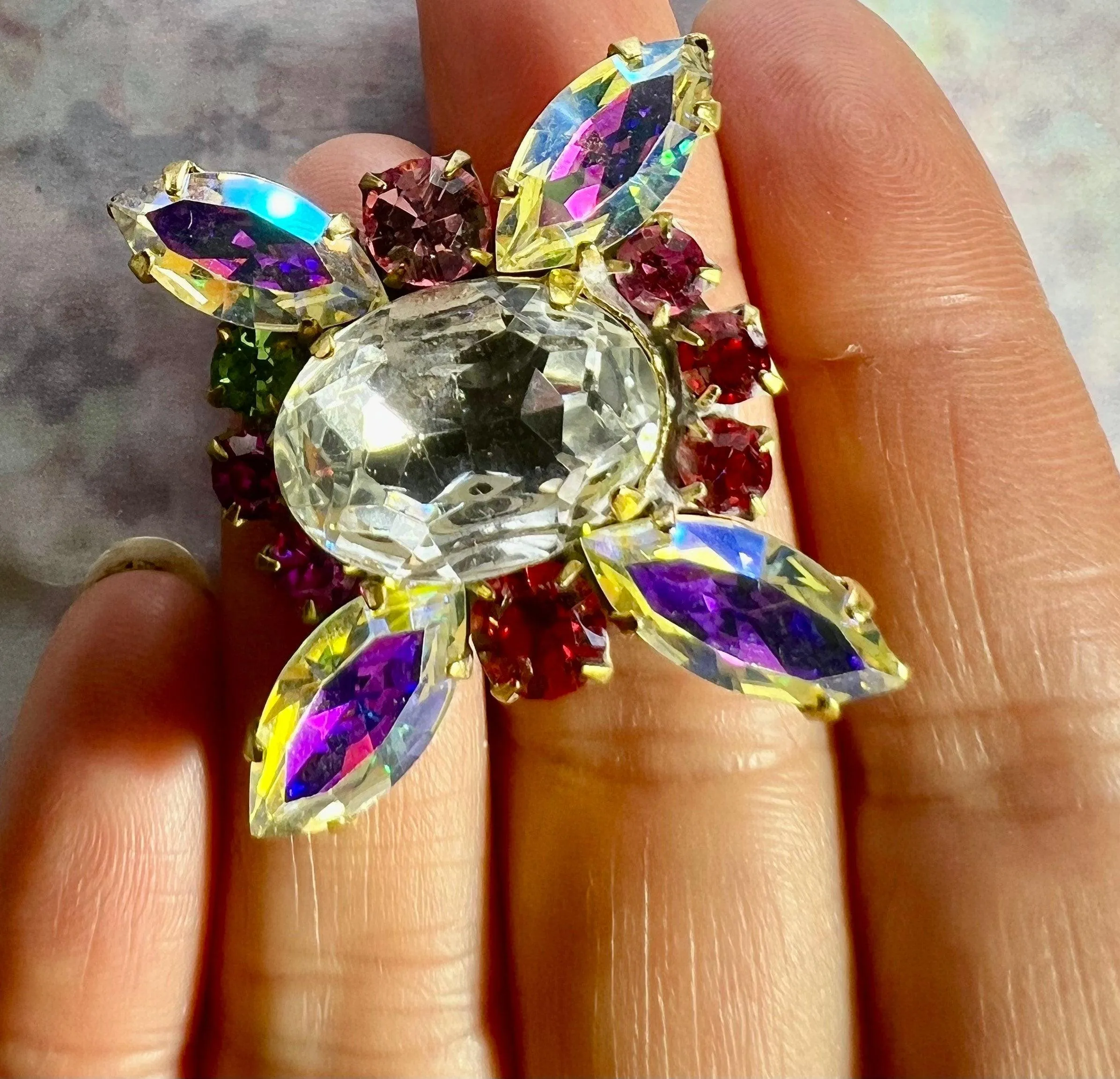 Fancy glass button with a shank