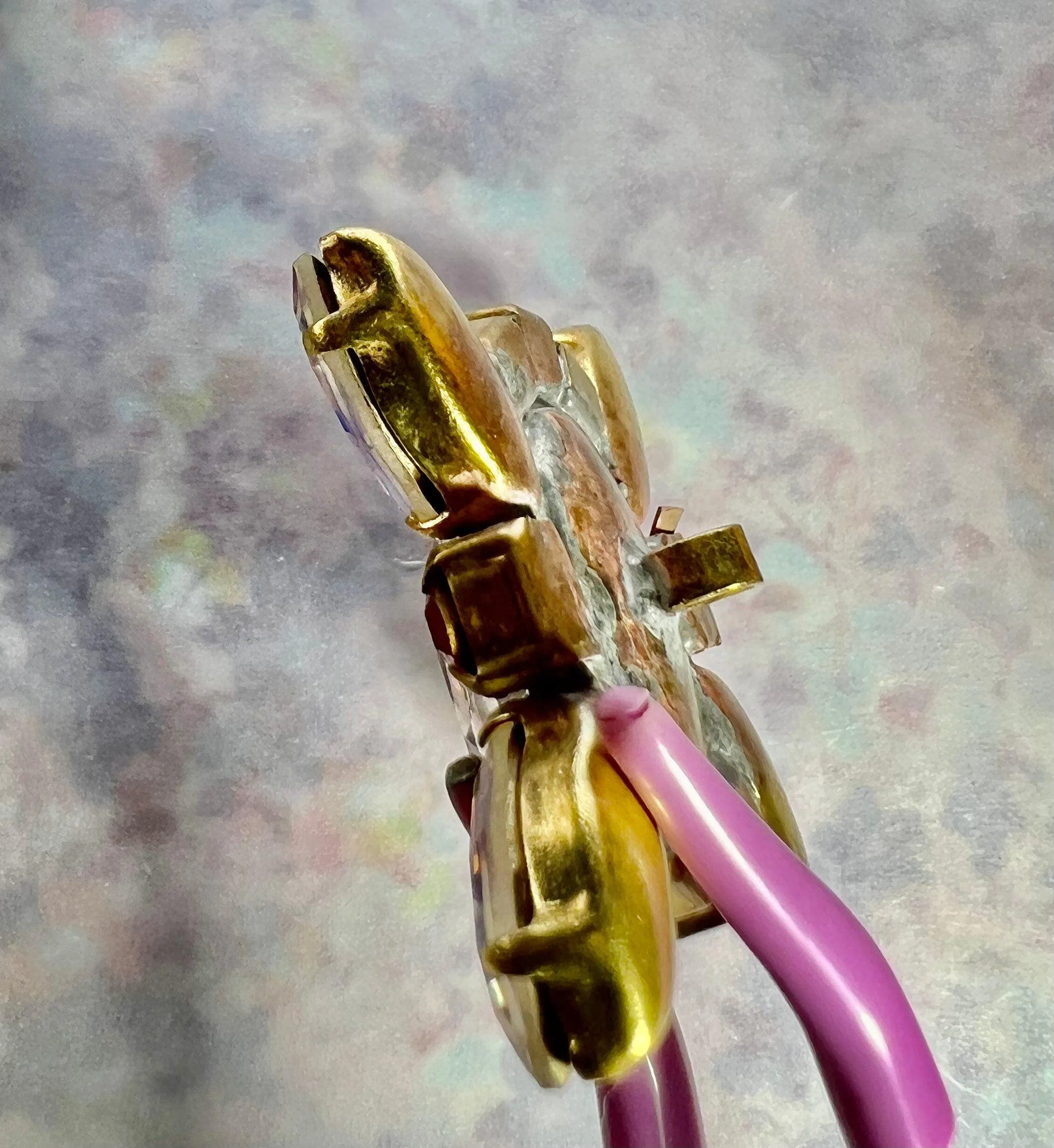 Fancy glass button with a shank