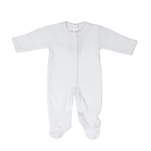 Farrah White W/ Lt Pink Moonstitch Pima Cotton Footies