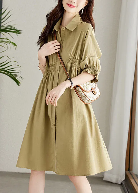 Fashion Rose Peter Pan Collar Ruffled Patchwork Cotton Shirts Dress Summer LY7557