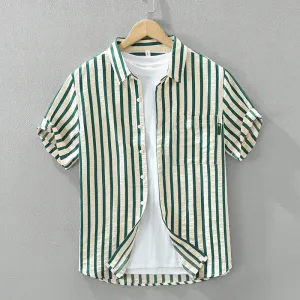 Fashion Striped Loose Short Sleeve Shirt