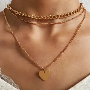 Fashionable Gold Plated Heart Shape Pendant Necklace