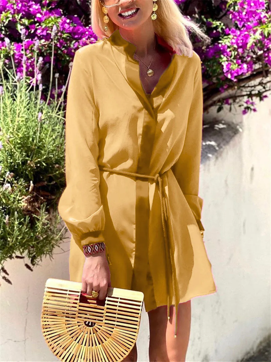 Fashionable Simple Casual Loose Long Sleeve Dress