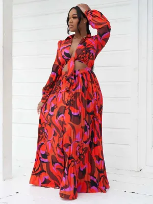 FashionSierra - 2024 Deep V Neck High Slit Party Beach Wear Boho Dress