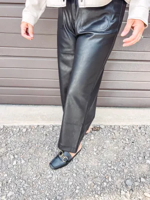 Faux Leather Wide Leg Pants
