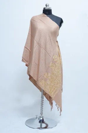 Fawn Colour Wrap Enriched With Aari Embroidery And A Touch Of Swarovski Looks Elegant.