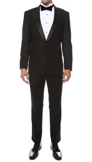 Ferrecci Men's Reno Black Slim Fit Shawl Lapel 2 Piece Tuxedo Suit Set