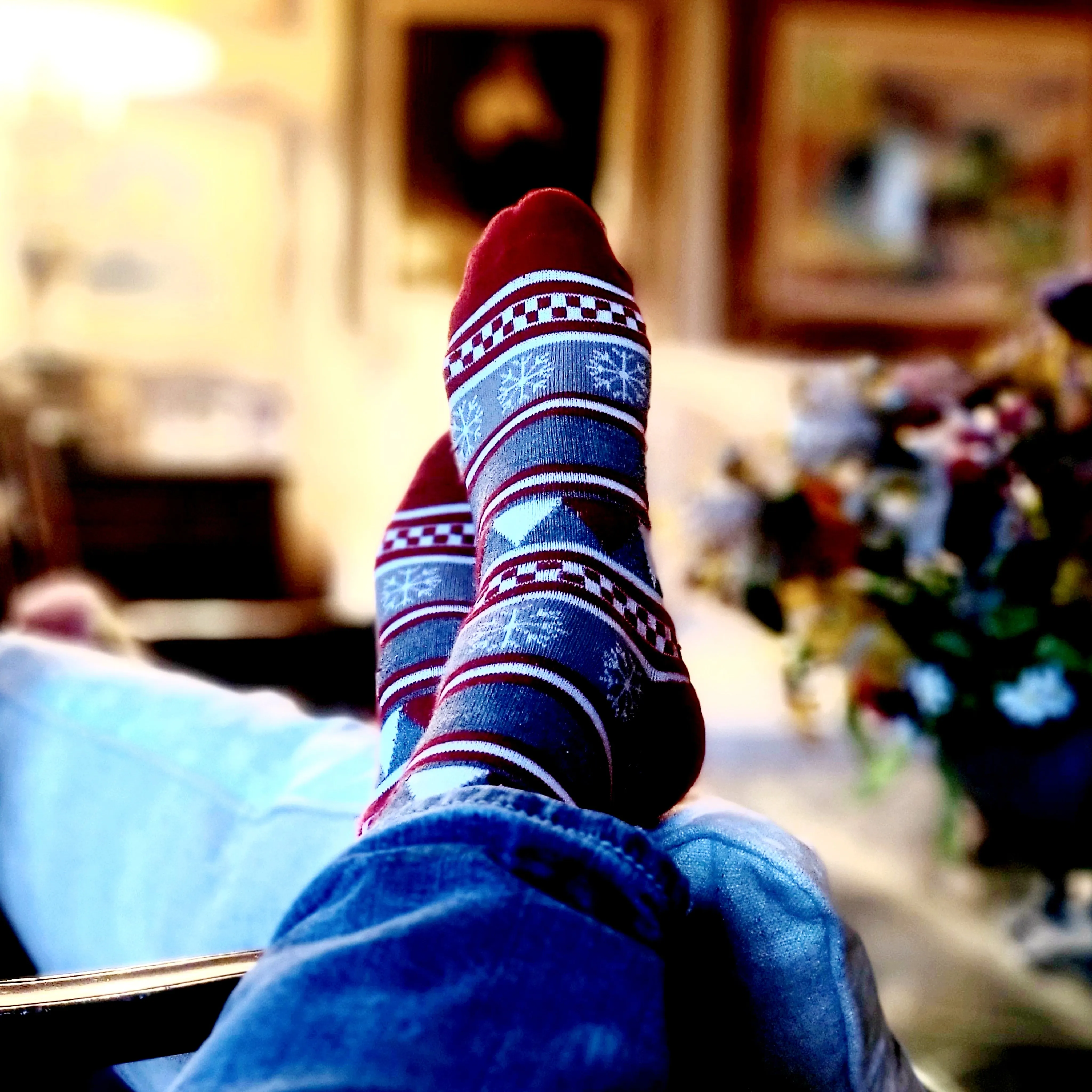 Festive Fair Isle Holiday Tree Pattern Socks (Adult Large - Men's Shoe Sizes 8-12)