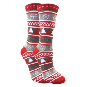 Festive Fair Isle Holiday Tree Pattern Socks (Adult Large - Men's Shoe Sizes 8-12)