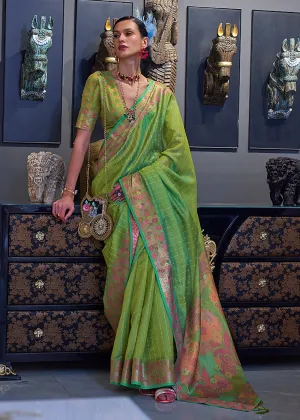 Festive Look Winsome Green Dual Tone Organza Silk Saree