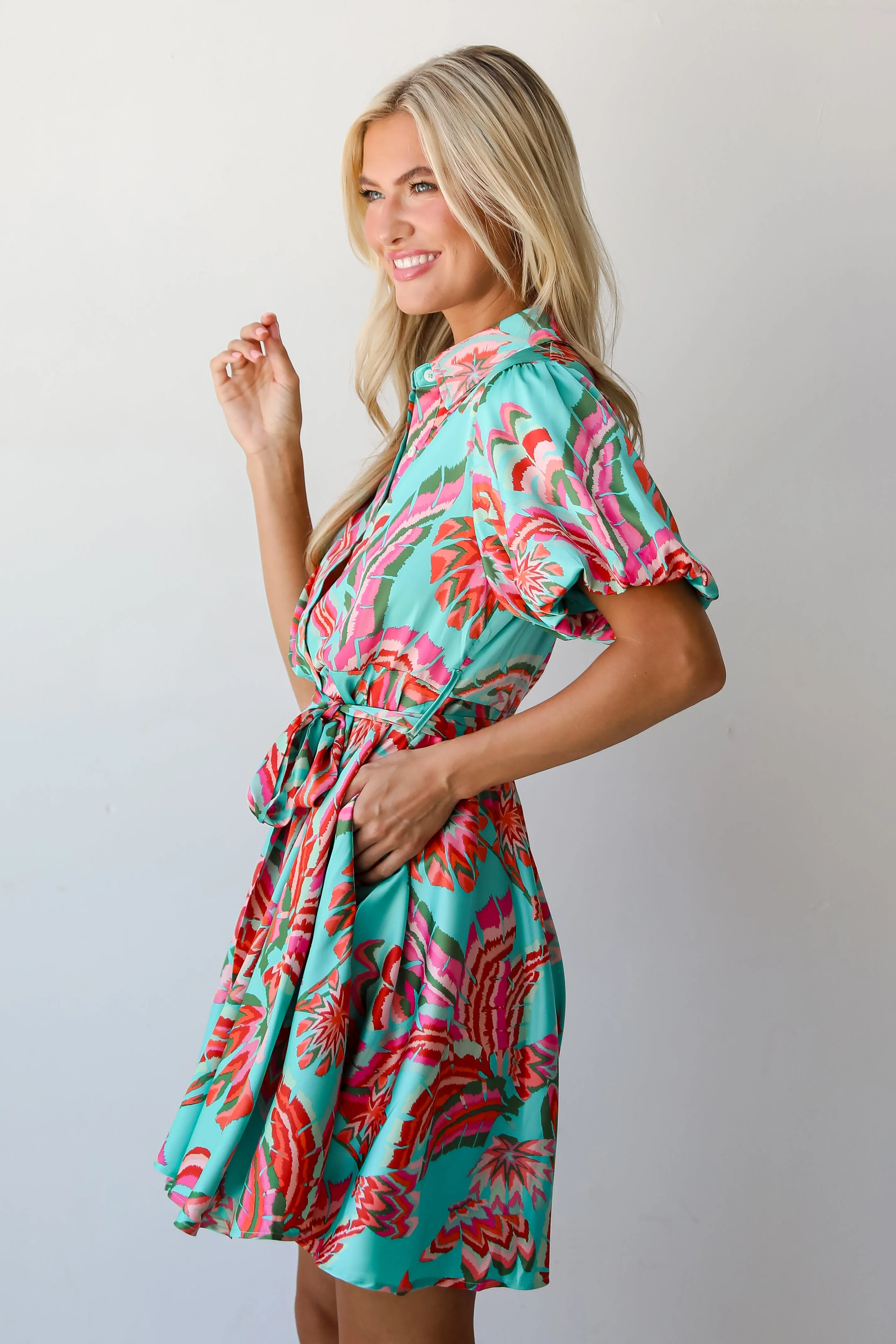 FINAL SALE - Flirty Dreamer Jade Satin Mini Dress