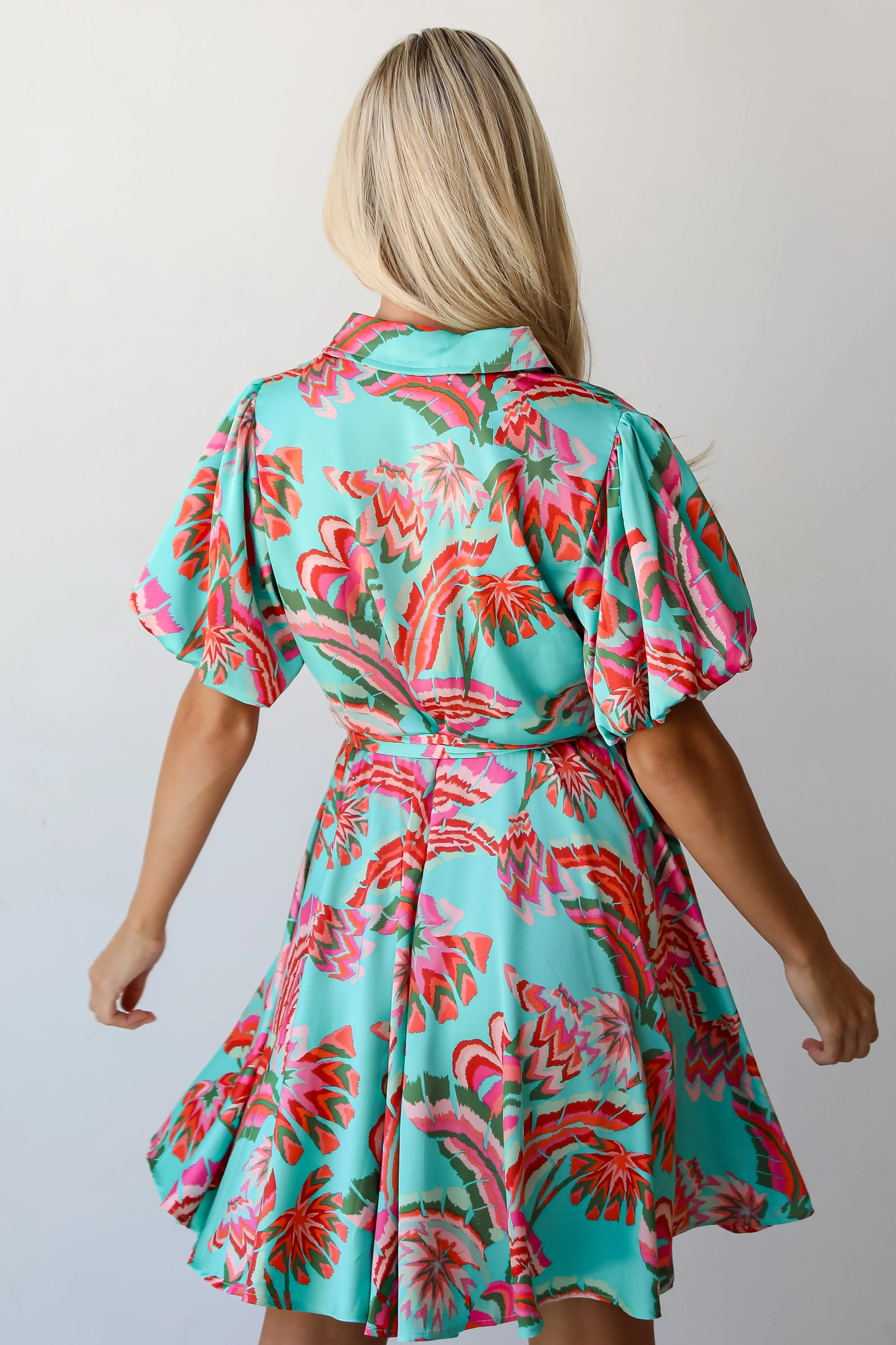 FINAL SALE - Flirty Dreamer Jade Satin Mini Dress