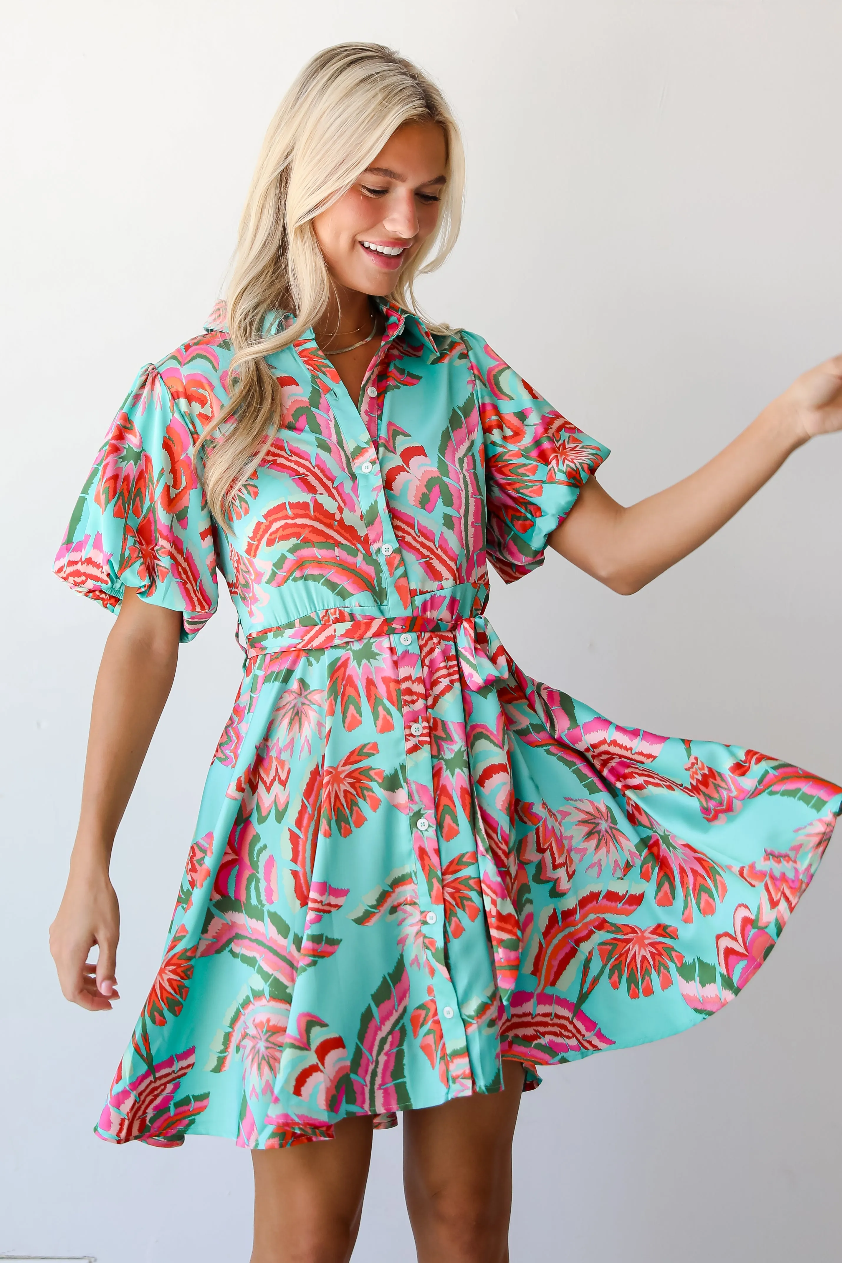 FINAL SALE - Flirty Dreamer Jade Satin Mini Dress