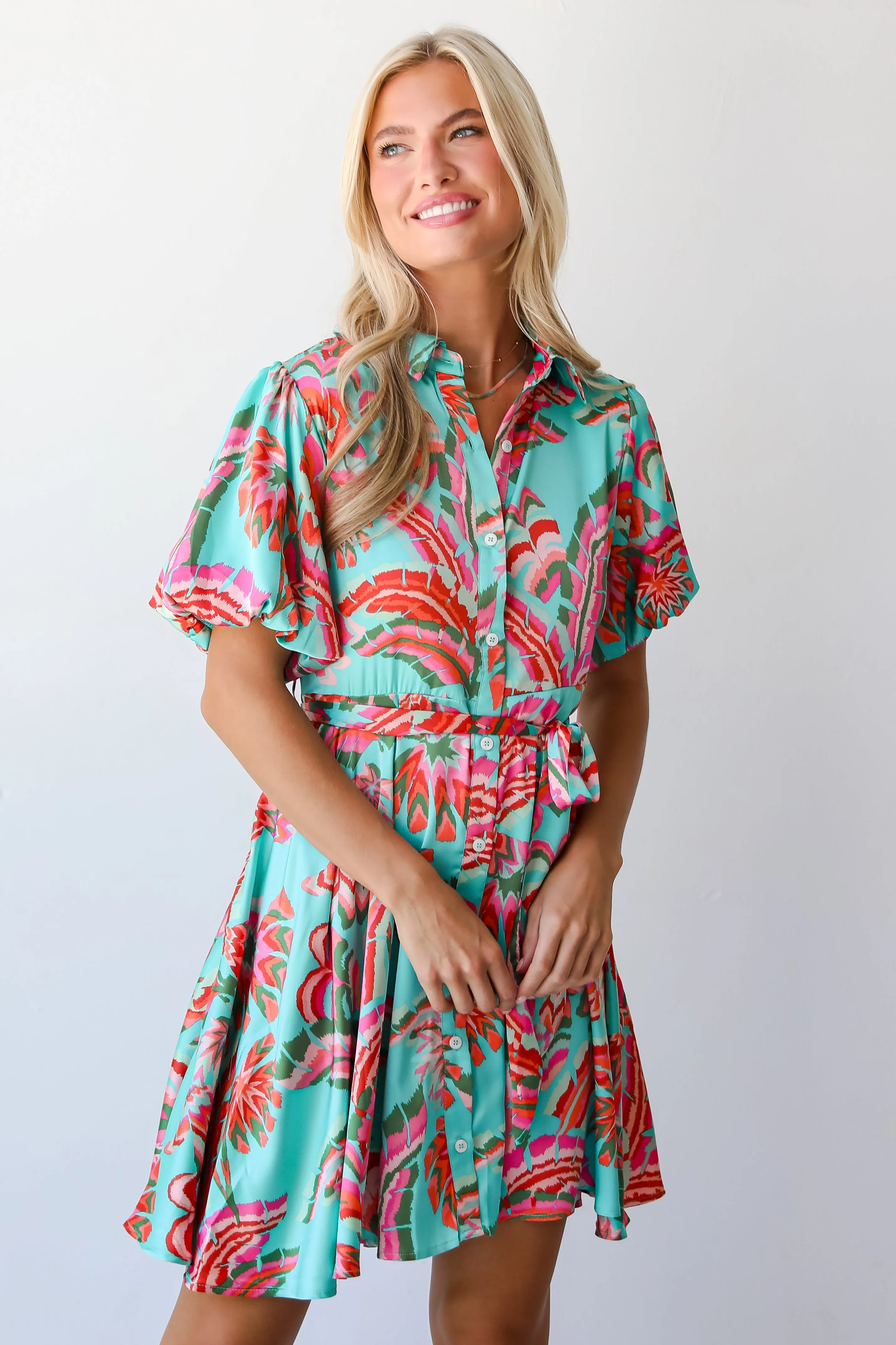 FINAL SALE - Flirty Dreamer Jade Satin Mini Dress
