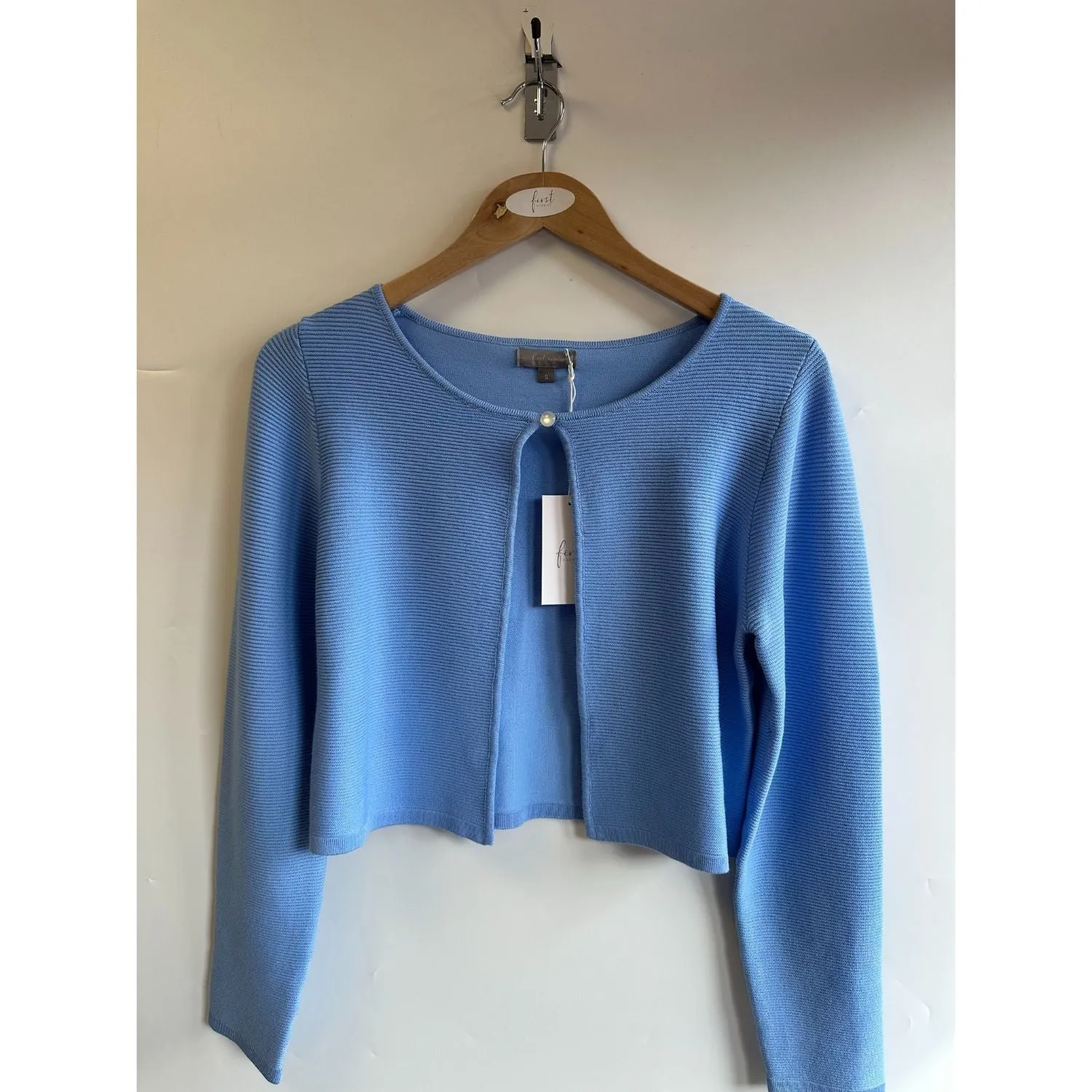 First Avenue L Blue Ribbed Shrug Cardigan - 2611