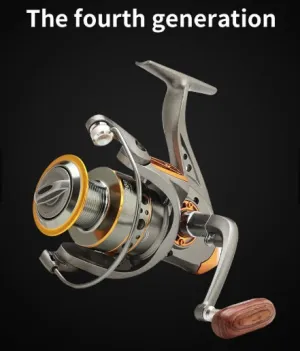 Fishing Reel Spinning Reel Aluminum Alloy Spool 13 Bearings (Black/Gold Body)