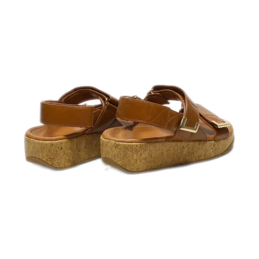 Fitflop Platform Shoes Pu Leather Brown Colour For Women