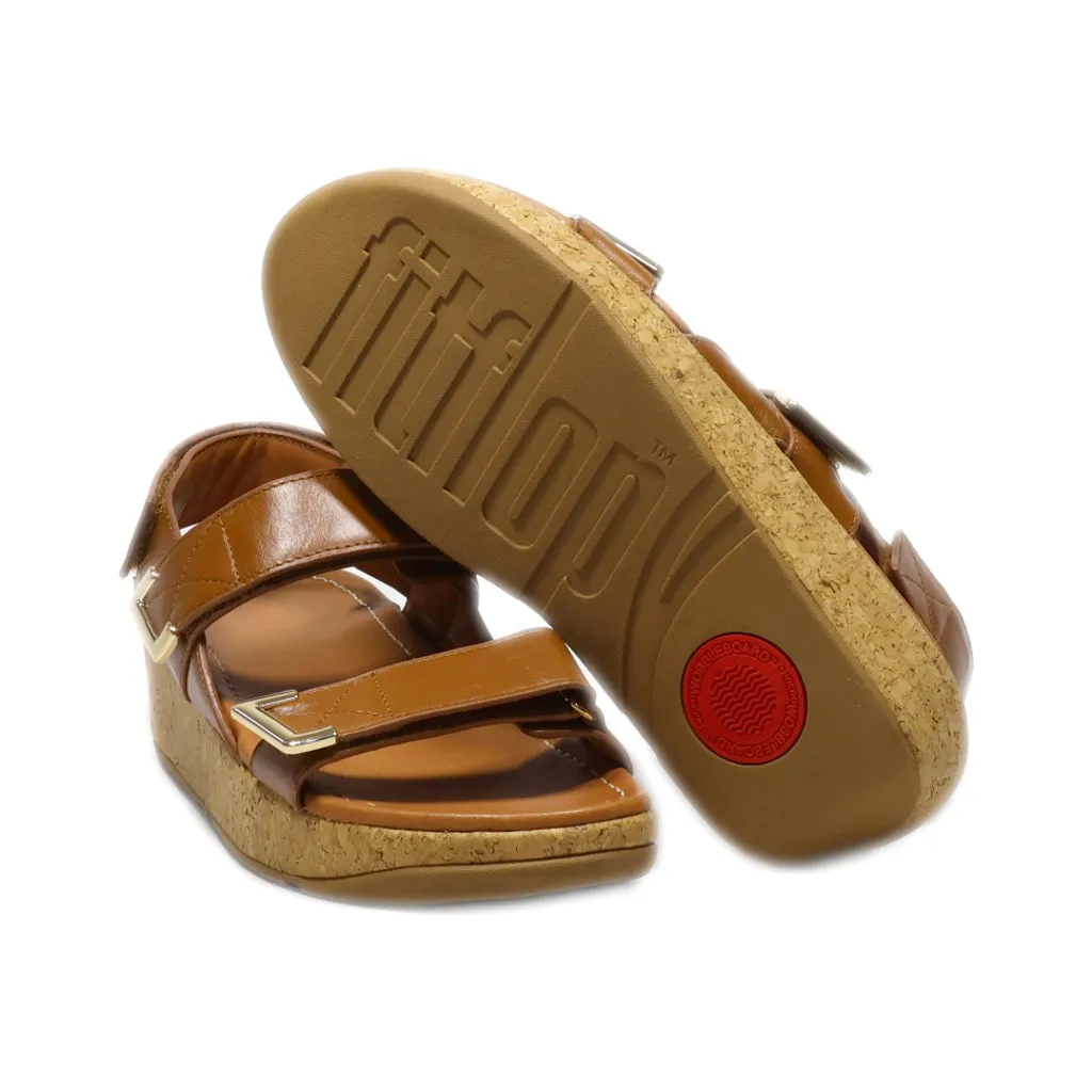 Fitflop Platform Shoes Pu Leather Brown Colour For Women