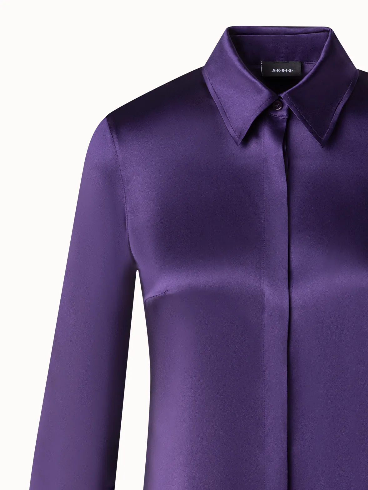 Fitted Silk Satin Blouse