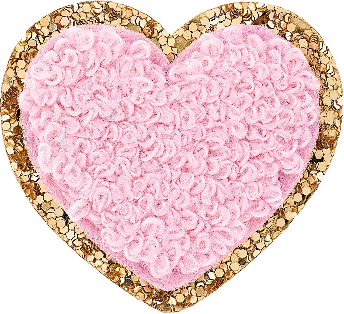 Flamingo Mini Glitter Varsity Heart Patch