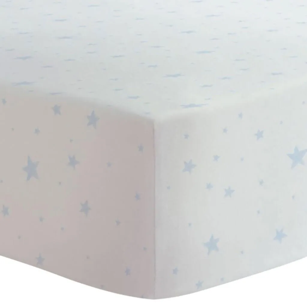 Flannel Bassinet Fitted Sheet Scribble Stars Blue