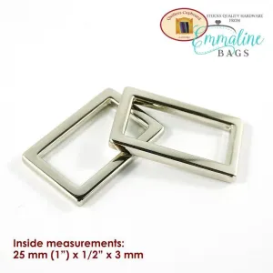 Flat Rectangle Rings - Nickel - 1" (25mm) 4 Pack