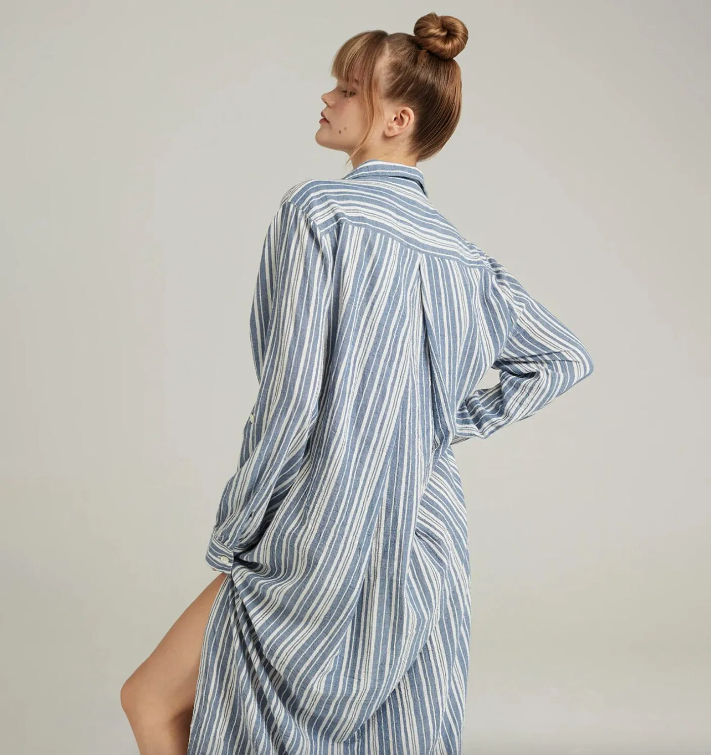 Floor length relaxed fit nightshirt [ French Blue]
