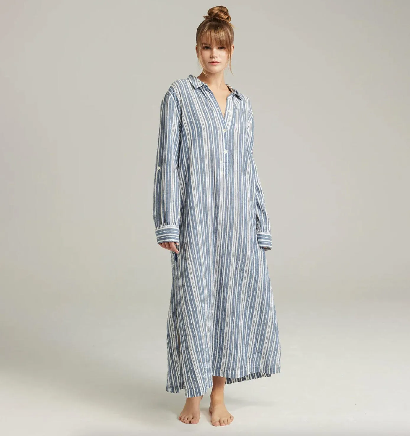 Floor length relaxed fit nightshirt [ French Blue]