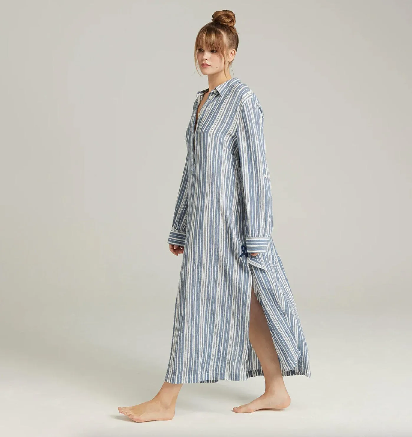 Floor length relaxed fit nightshirt [ French Blue]