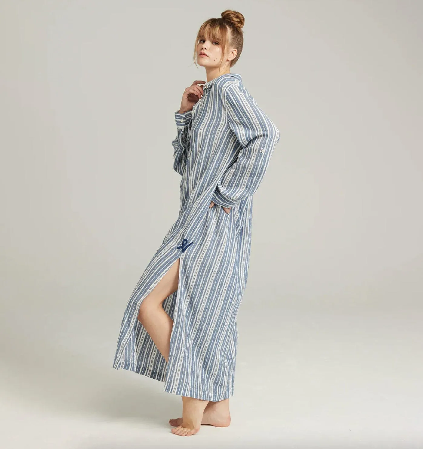 Floor length relaxed fit nightshirt [ French Blue]