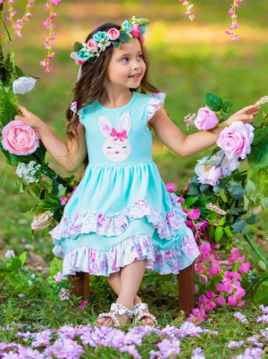 Floral Bunny Tiered Ruffle Dress